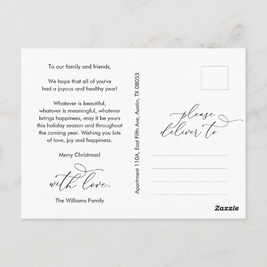 Modern Romantisch, Verheug je, Kerstmis, Familiefo Briefkaart (Achterkant)