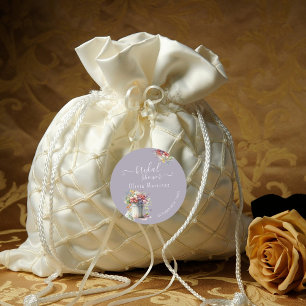 Modern romantisch voorjaarsbloemen vaas Vrijgezell Ronde Sticker