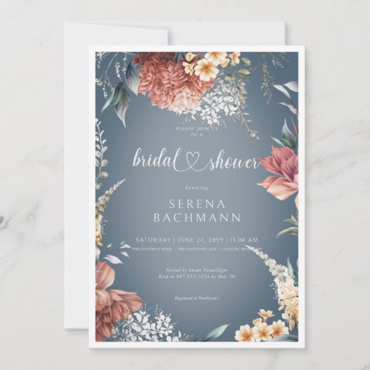 Modern Romantische Tuin Bloemenblauw Vrijgezellenf Kaart (Voorkant)