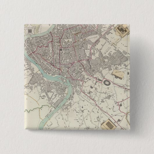 Modern Rome Vierkante Button 5,1 Cm (Voorkant)