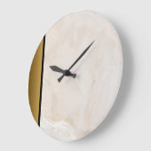 Modern romig neutraal ivoor goud marmer patroon grote klok (Hoek)