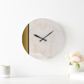 Modern romig neutraal ivoor goud marmer patroon grote klok (Huis)