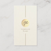 Modern Romig Wit & Goud Luxe Script Monogram Visitekaartje (Voorkant)