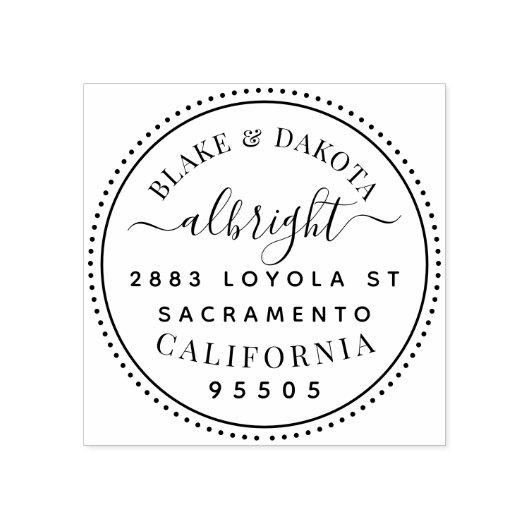 Modern Rond Elegant Getrouwd Paar Adres Rubberstempel (Afrduk)