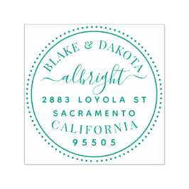 Modern Rond Elegant Getrouwd Paar Adres Zelfinktende Stempel