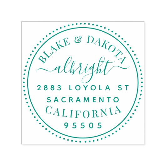 Modern Rond Elegant Getrouwd Paar Adres Zelfinktende Stempel (Design)