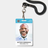 Modern Rond Logo Personeelsfoto Naam Barcode Badge (Voorzijde met lanyard)