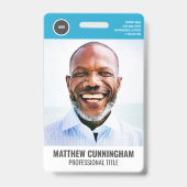 Modern Rond Logo Personeelsfoto Naam Barcode Badge (Voorzijde)