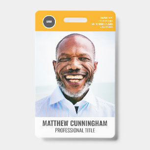 Modern Rond Logo Personeelsfoto Naam Barcode Badge