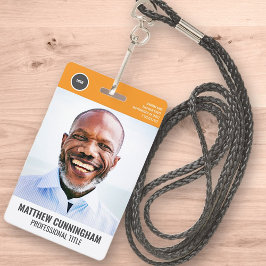 Modern Rond Logo Personeelsfoto Naam Barcode Badge