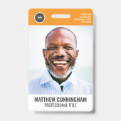 Modern Rond Logo Personeelsfoto Naam Barcode Badge (Voorzijde)