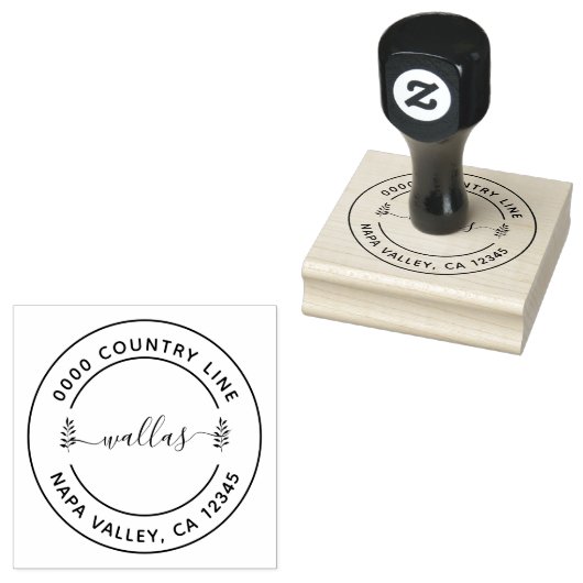 Modern Rond Retouradres Custom Rubber Stempel (Gestempeld)