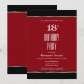 Modern rood 18e verjaardagsfeest kaart (Voorkant / Achterkant)