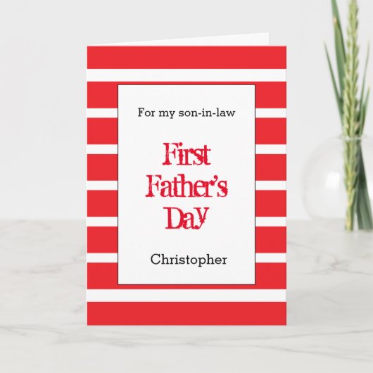Modern Rood 1e Vaderdag schoonzoon Kaart (Voorkant)