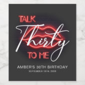 Modern rood 30e verjaardagsfeestje wijn etiket (Enkel label)