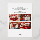 Modern rood 5 fotocollage Vrolijk kerstfeest Folie Feestdagenkaart (Achterkant)