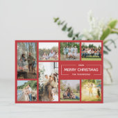 Modern Rood 8 Fotocollage Vrolijk Kerstfeest Feestdagenkaart (Staand voorkant)