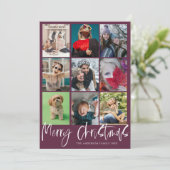 Modern Rood 9 Foto Vrolijk Kerstmis Bauble Patroon Feestdagenkaart (Staand voorkant)