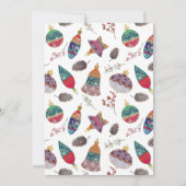 Modern Rood 9 Foto Vrolijk Kerstmis Bauble Patroon Feestdagenkaart (Achterkant)