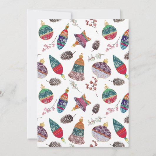 Modern Rood 9 Foto Vrolijk Kerstmis Bauble Patroon Feestdagenkaart (Achterkant)