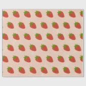Modern rood aardbeien bruin patroon cadeaupapier (Vlak)