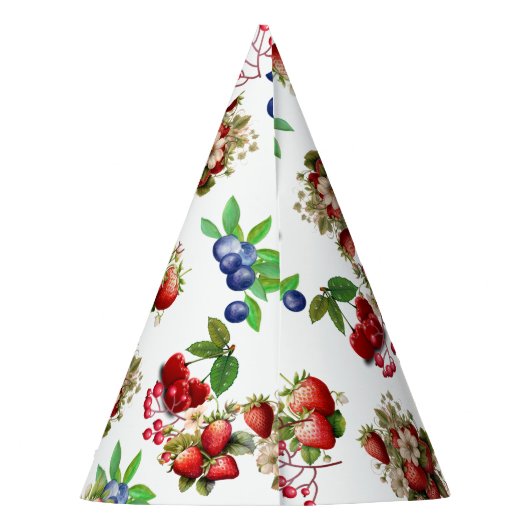 Modern rood aardbeienblauw bessenzoet Baby shower Feesthoedjes (Achterkant)