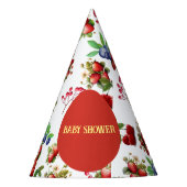 Modern rood aardbeienblauw bessenzoet Baby shower Feesthoedjes (Voorkant)