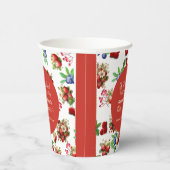 Modern rood aardbeienblauw bessenzoet Baby shower Papieren Bekers (Rechts)