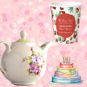 Modern rood aardbeienblauw bessenzoet Baby shower Papieren Bekers