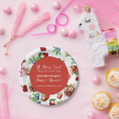 Modern rood aardbeienblauw bessenzoet Baby shower Papieren Bordje (Feest)