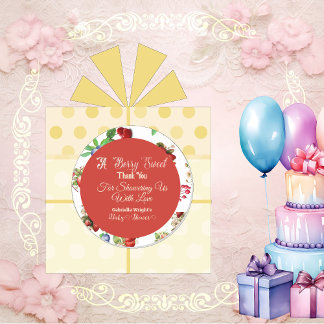 Modern rood aardbeienblauw bessenzoet Baby shower Ronde Sticker