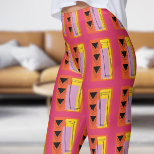 Modern rood Abstract blokpatroon Leggings