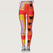 Modern rood Abstract blokpatroon Leggings (Voorkant)