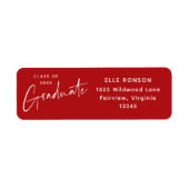 Modern rood Afstuderen retouradres Etiket (Voorkant)