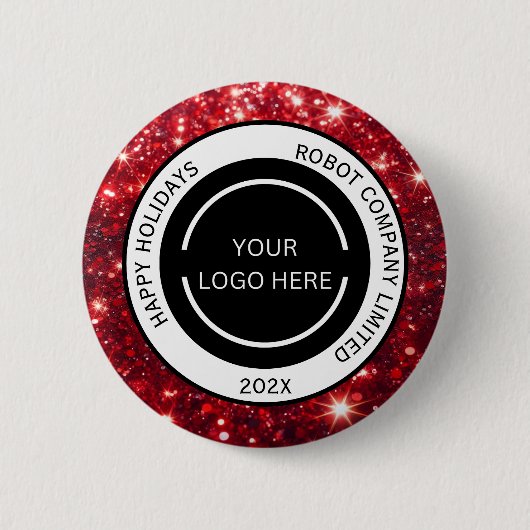 Modern Rood Bedrijfslogo en Naam Kerstmis  Ronde Button 5,7 Cm (Voorkant)