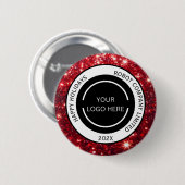 Modern Rood Bedrijfslogo en Naam Kerstmis  Ronde Button 5,7 Cm (Voorkant /achterkant)