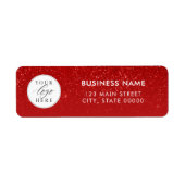 Modern rood bedrijfslogo kerst retouradres etiket (Voorkant)