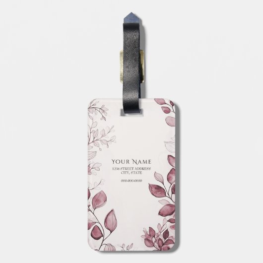 Modern rood blad Bagagelabel (Achterkant verticaal)