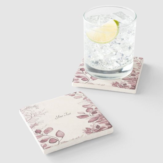 Modern rood blad stenen Onderzetter (Zijkant)