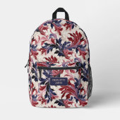 Modern Rood Blauw Bloemen Gepersonaliseerde Naam Bedrukte Rugzak (Voorkant)