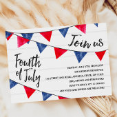Modern rood blauw bunting vlaggen hout 4th of July Kaart