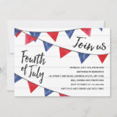 Modern rood blauw bunting vlaggen hout 4th of July Kaart (Voorkant)