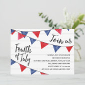 Modern rood blauw bunting vlaggen hout 4th of July Kaart (Staand voorkant)