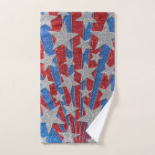 Modern Rood Blauw Glitter Summer Beach Bad Handdoek (Handdoek)