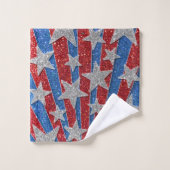 Modern Rood Blauw Glitter Summer Beach Bad Handdoek (Wasdoekje)