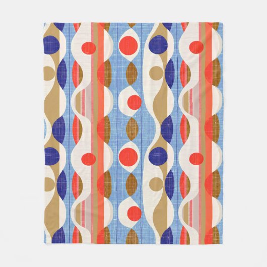 Modern rood blauw ogee patroon fleece deken (Voorkant)