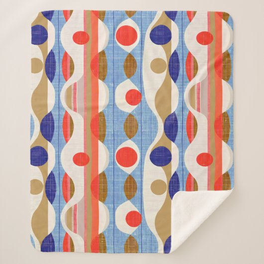 Modern rood blauw ogee patroon sherpa deken (Voorkant)