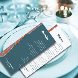 Modern Rood Blauw Rand Drinken Diner Menu
