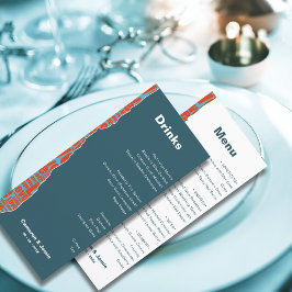 Modern Rood Blauw Rand Drinken Diner Menu