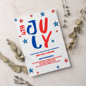 Modern rood blauw waterverf typografie 4 juli kaart